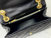 CRUSH MEDIUM CHAIN BAG 31 IN BLACK QUILTED CRUSHED CALFSKIN GOLD HARDWARE