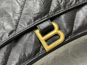 CRUSH MEDIUM CHAIN BAG 31 IN BLACK QUILTED CRUSHED CALFSKIN GOLD HARDWARE