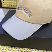 MM BASEBALL CAP IN LIGHT BEIGE AND PURPLE FABRIC WITH LOGO EMBROIDERY