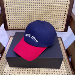 MM BASEBALL CAP IN NAVY BLUE AND RED FABRIC WITH LOGO EMBROIDERY