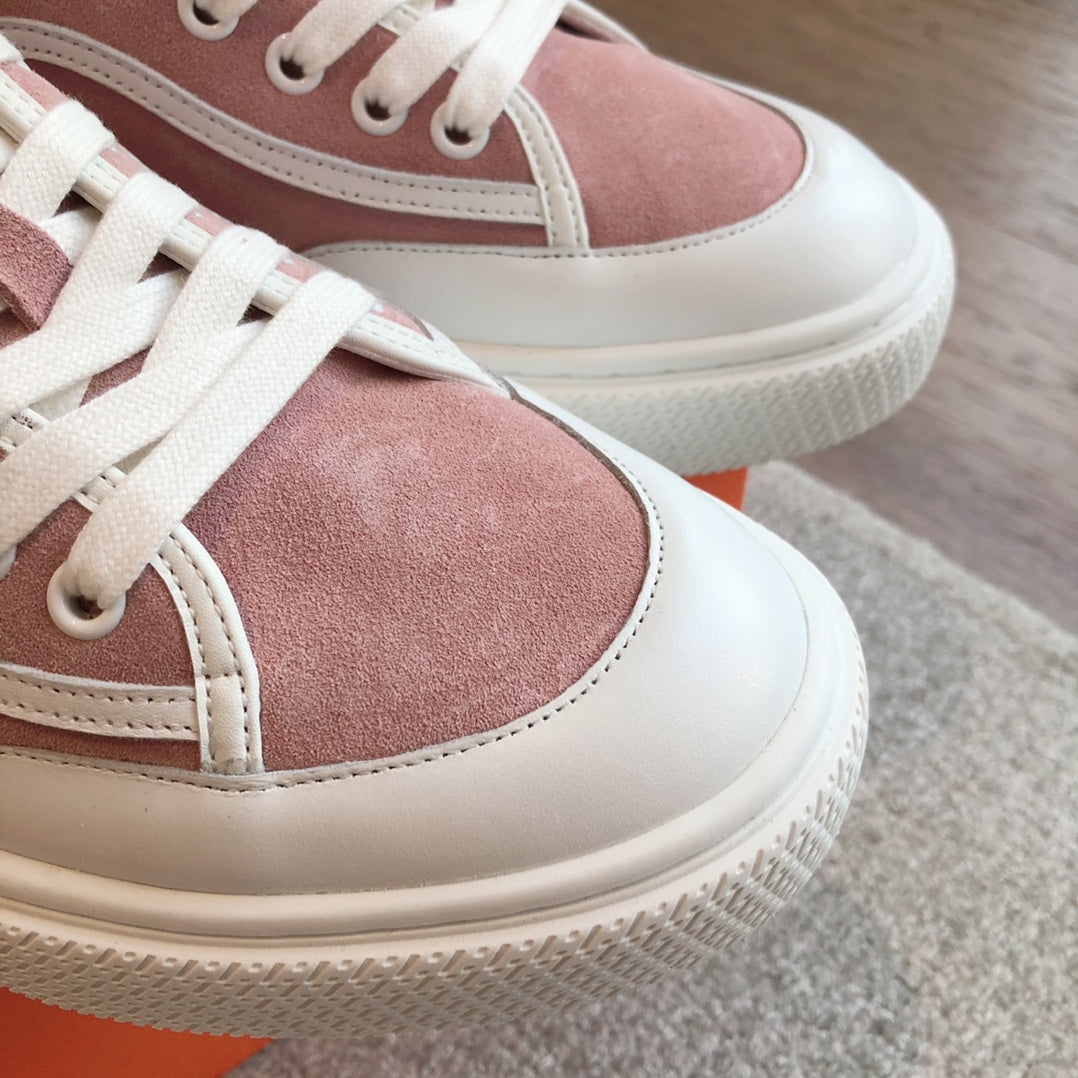 GET SNEAKER WHITE CALFSKIN AND PINK SUEDE