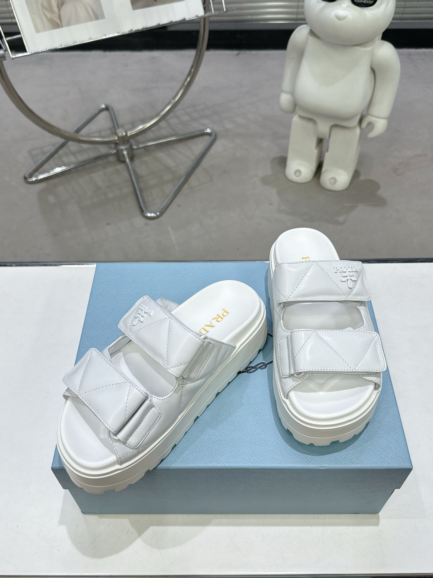 PRA STRAP SANDALS 55MM IN WHITE CALFSKIN