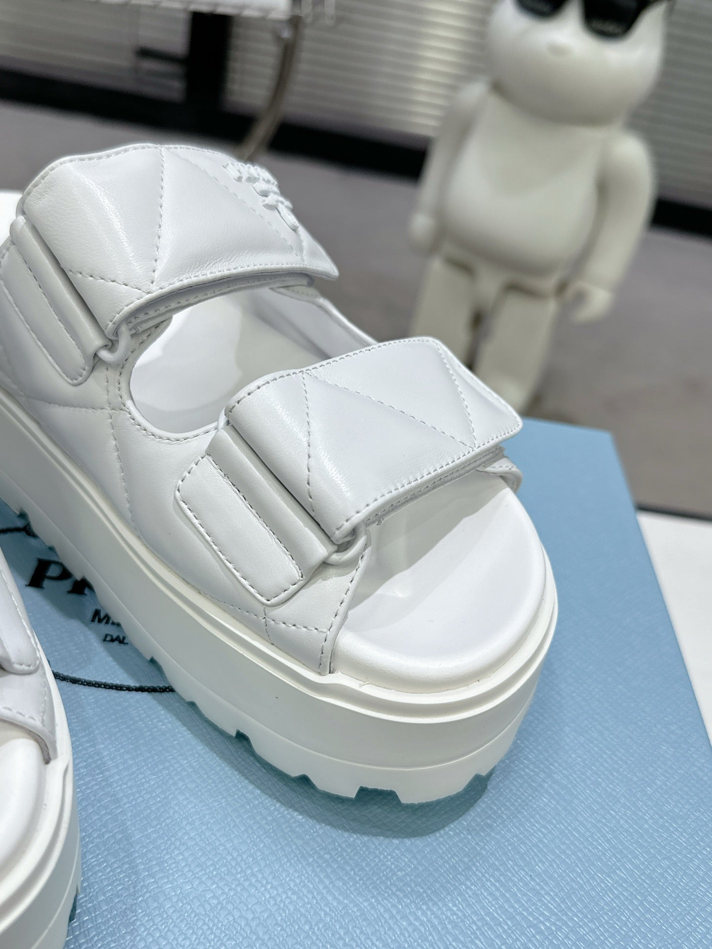 PRA STRAP SANDALS 55MM IN WHITE CALFSKIN