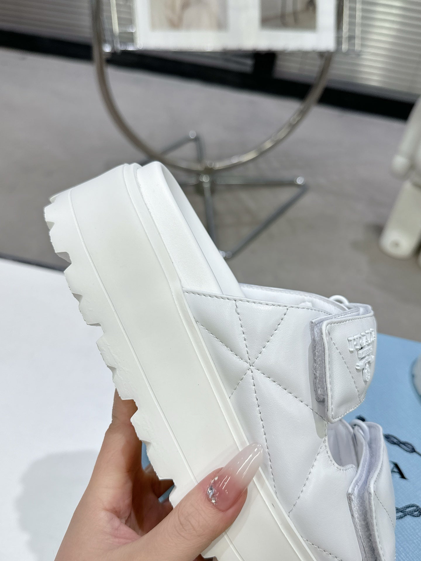 PRA STRAP SANDALS 55MM IN WHITE CALFSKIN