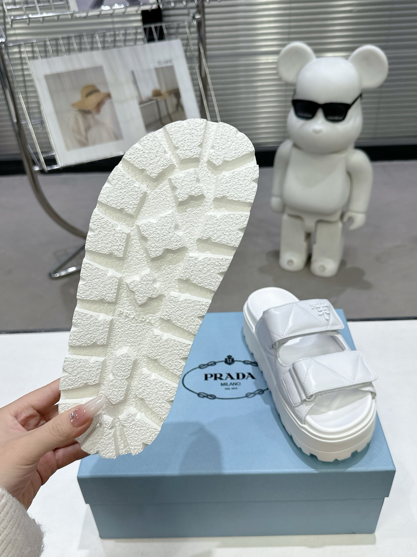 PRA STRAP SANDALS 55MM IN WHITE CALFSKIN