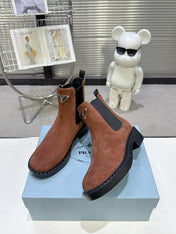 PRADA 25S RETRO PLATFORM MARTIN BOOTS IN BROWN SUEDE