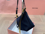 CHAIN SHOULDER BAG 18 IN BLACK FABRIC GOLD HARDWARE