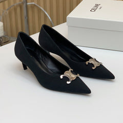 MEDIUM-HEELED 50MM PUMP IN BLACK SUEDE