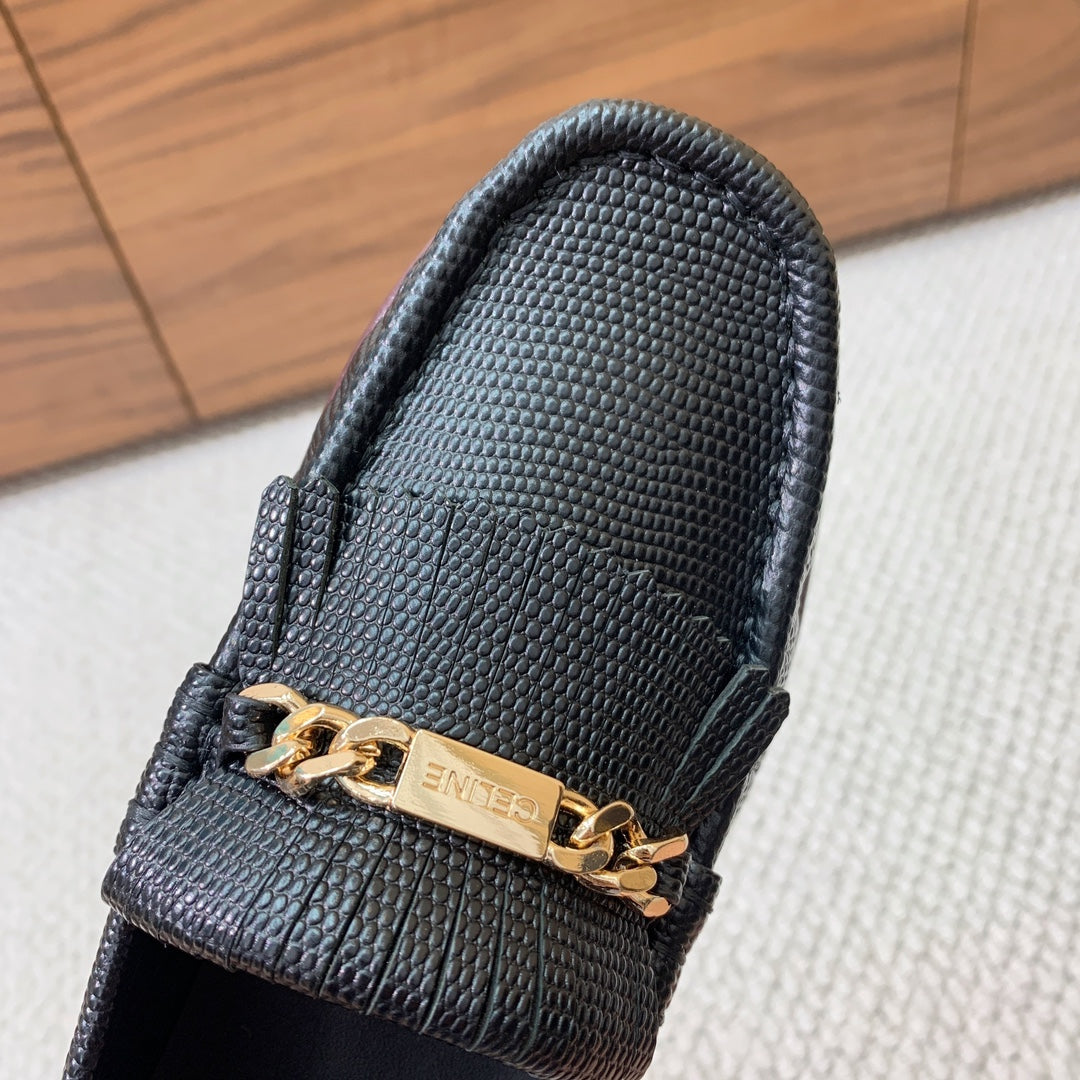 LUCO LOAFER WITH FRINGES IN BLACK LAMBSKIN