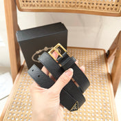 PRADA 25S BELT 25 MM IN BLACK CALFSKIN 542645