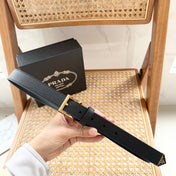 PRADA 25S BELT 25 MM IN BLACK CALFSKIN 542645