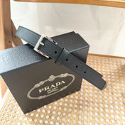 PRADA 25S BELT 25 MM IN BLACK CALFSKIN 542644