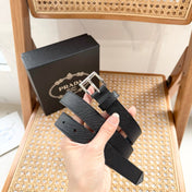 PRADA 25S BELT 25 MM IN BLACK CALFSKIN 542644