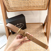 PRADA 25S BELT 25 MM IN LIGHT BROWN CALFSKIN 542646