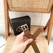 PRADA 25S BELT 25 MM IN LIGHT BROWN CALFSKIN 542647