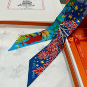 HERMES 25S SILK NECKERCHIEF 86 IN SILK 714353