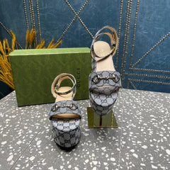 GG  HORSEBIT FLATFORM SANDAL LEAD CALFSKIN