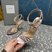 IDA SANDAL 10 CM IN COPPER SNAKE PATTERNED CALFSKIN