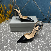 HIGH HEELS 10 CM IN BLACK SNAKE PATTERNED CALFSKIN