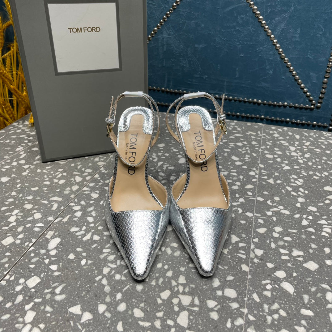 HIGH HEELS 10 CM IN SILVER SNAKE PATTERNED CALFSKIN