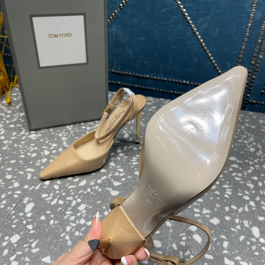 HIGH HEELS 10 CM IN COOKIE TAN SNAKE PATTERNED CALFSKIN