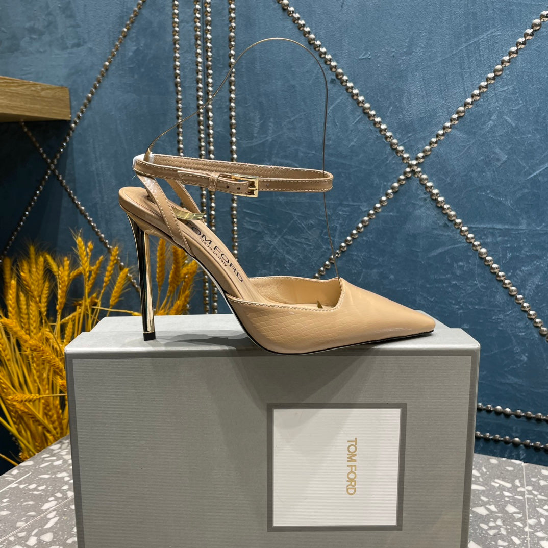 HIGH HEELS 10 CM IN COOKIE TAN SNAKE PATTERNED CALFSKIN