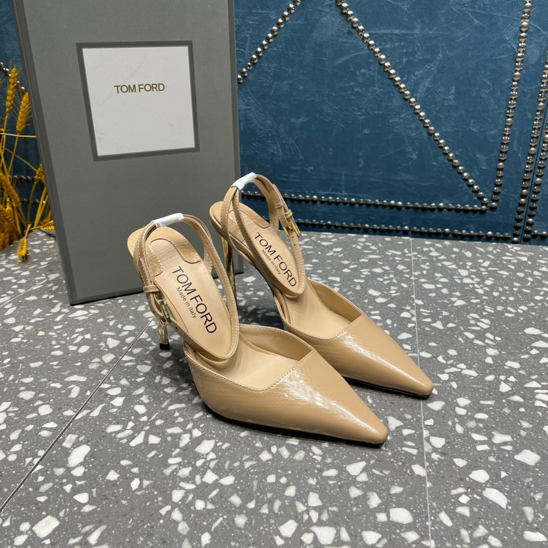 HIGH HEELS 10 CM IN COOKIE TAN SNAKE PATTERNED CALFSKIN