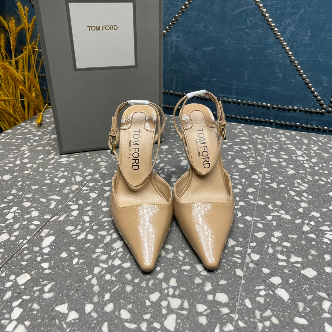 HIGH HEELS 10 CM IN COOKIE TAN SNAKE PATTERNED CALFSKIN