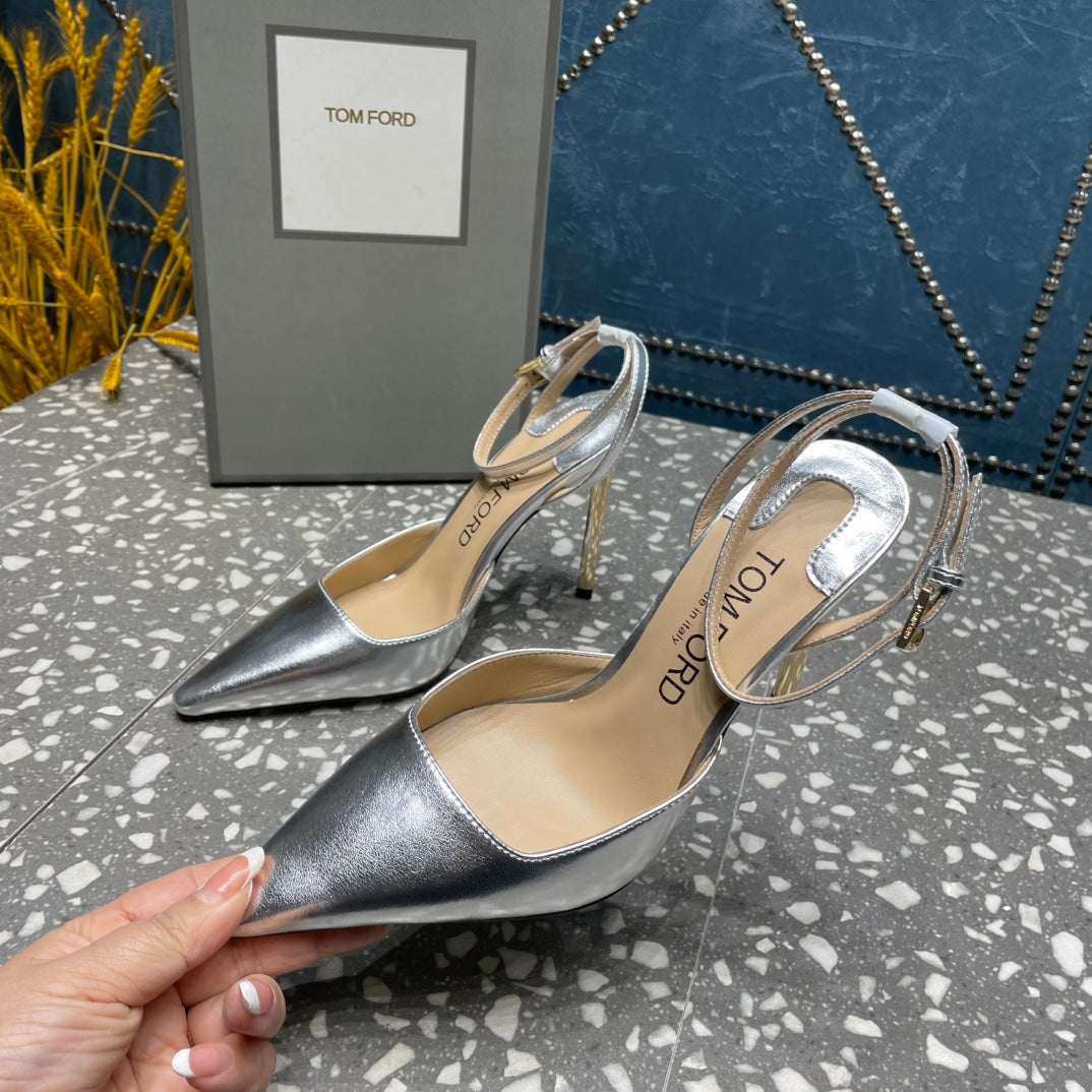 HIGH HEELS 10 CM IN SILVER CALFSKIN