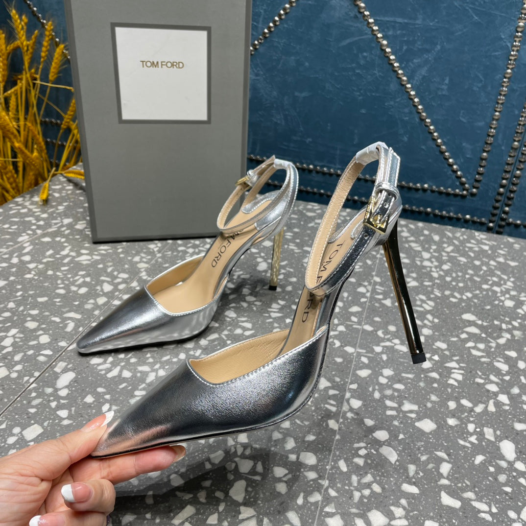 HIGH HEELS 10 CM IN SILVER CALFSKIN