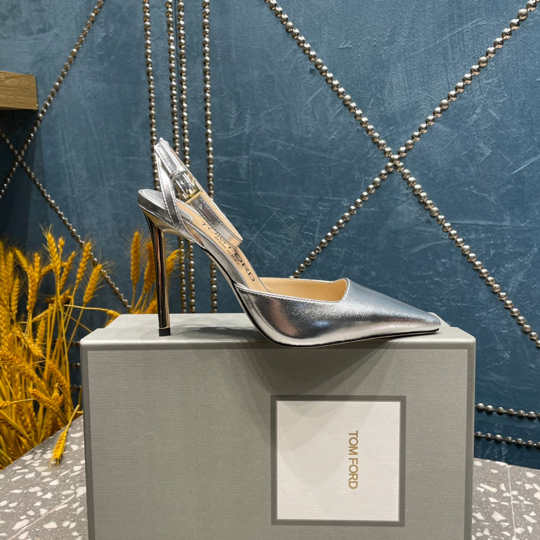 HIGH HEELS 10 CM IN SILVER CALFSKIN