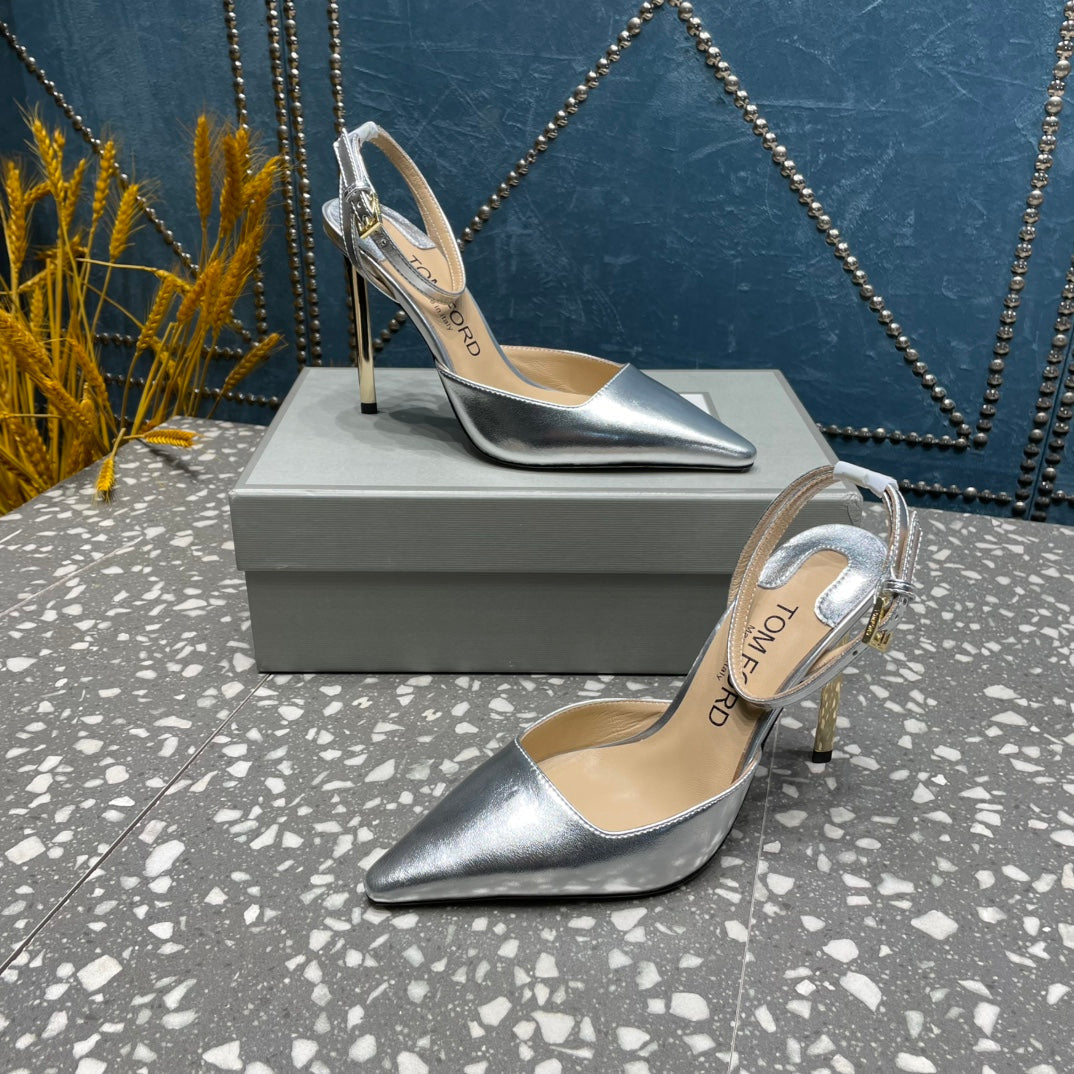 HIGH HEELS 10 CM IN SILVER CALFSKIN
