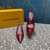 HIGH HEEL 55 MM SLINGBACKS IN JAM RED SHEEPSKIN