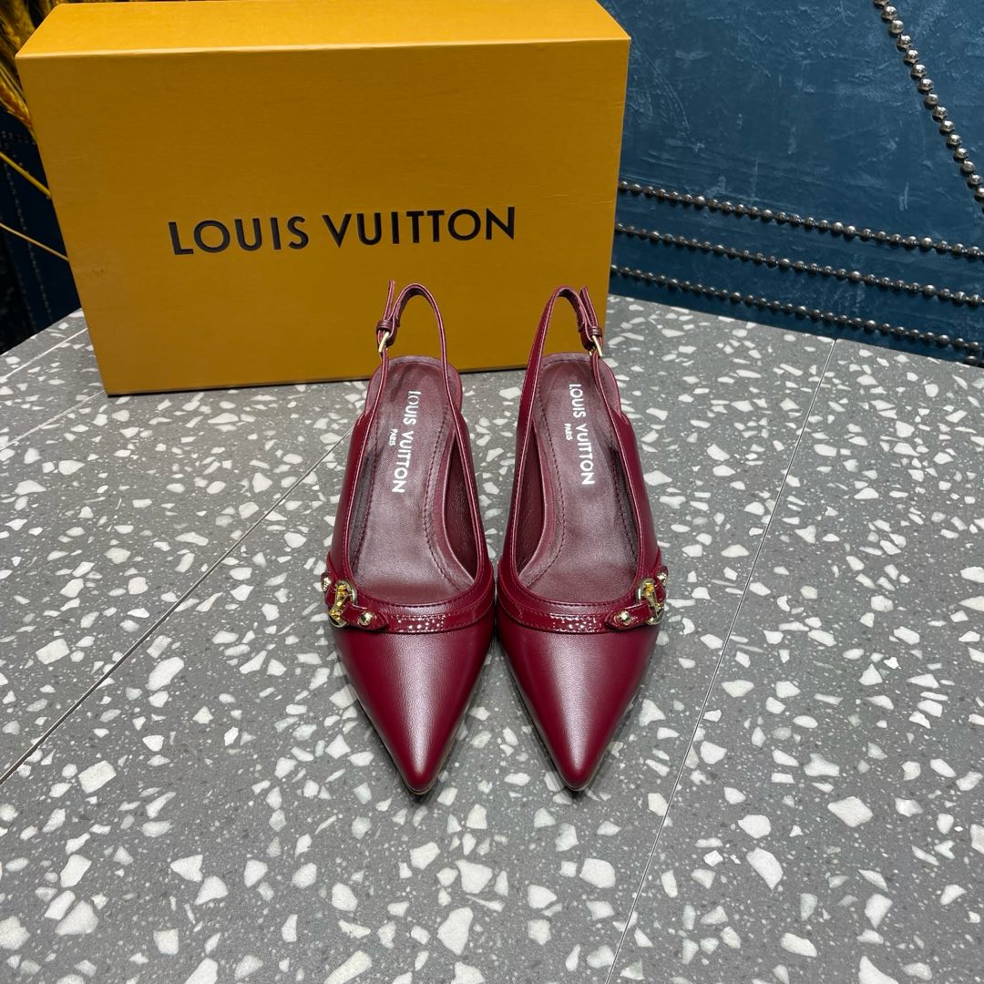 HIGH HEEL 55 MM SLINGBACKS IN JAM RED SHEEPSKIN