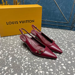 HIGH HEEL 55 MM SLINGBACKS IN JAM RED SHEEPSKIN