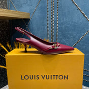 HIGH HEEL 55 MM SLINGBACKS IN JAM RED SHEEPSKIN