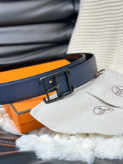 HM HADRIEN 38MM REVERSIBLE BELT NAVY BLUE AND BLACK LEATHER BLACK BUCKLE