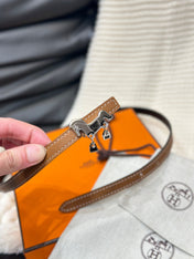 HM ROULIS SILVER BUCKLE & REVERSIBLE TAN BROWN LEATHER STRAP 13MM