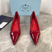 PRADA 25S POINTED-TOE HIGH HEELS 55 MM IN DARK RED GLOSSY LAMBSKIN