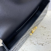 LOLA BAGUETTE BAG 28 IN BLACK MIX WHITE MONOGRAM CANVAS AND CALFSKIN