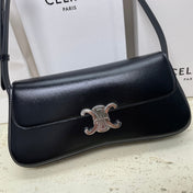 LOLA BAGUETTE BAG 28 IN BLACK SHINNY CALFSKIN