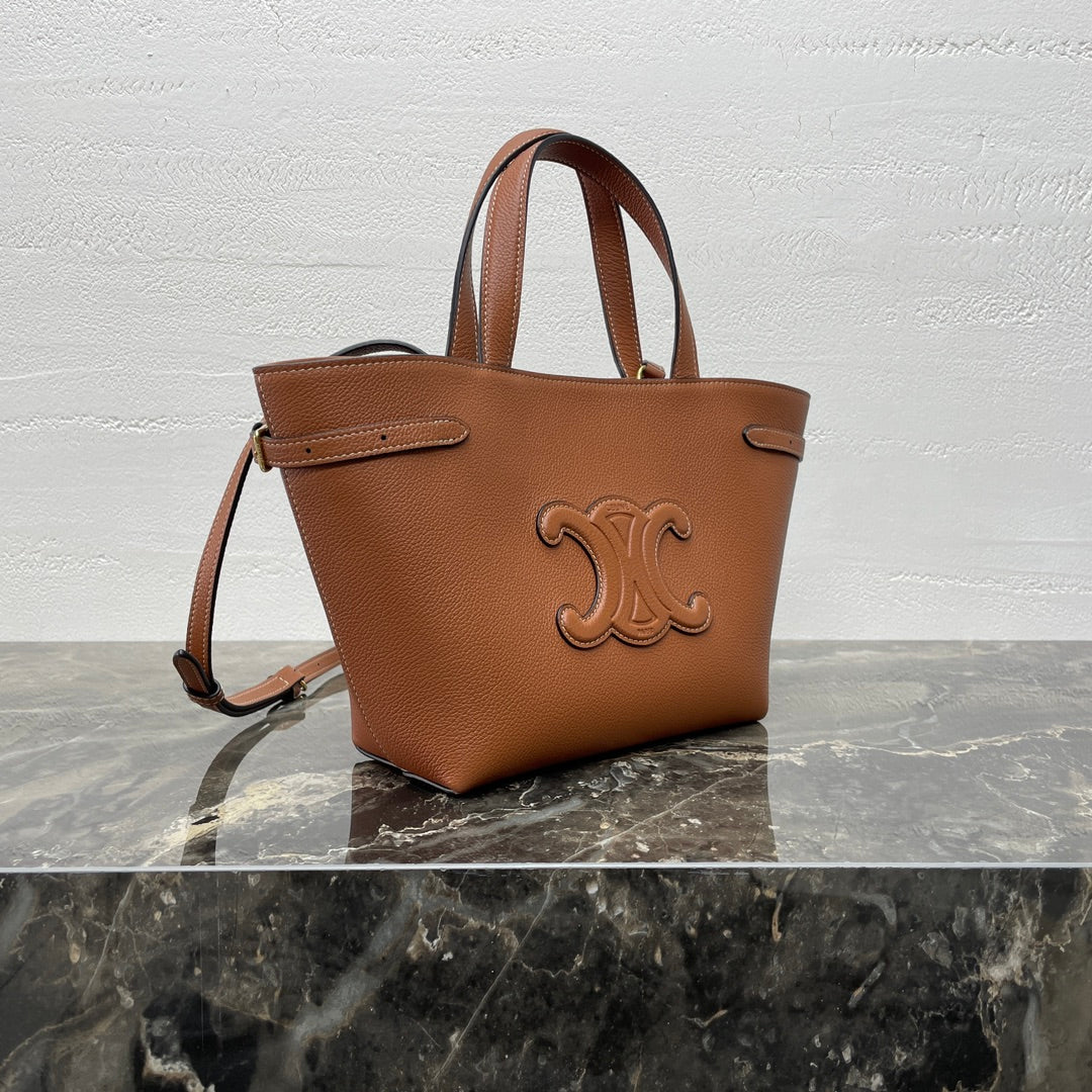 MINI CABAS ANAÏS CUIR TRIOMPHE 21 IN BRONZE ORANGE GRAINED CALFSKIN