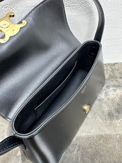 CELINE 25S TRIOMPHE BAG 24 IN BLACK SHINY CALFSKIN