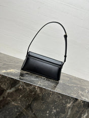 CELINE 25S TRIOMPHE BAG 24 IN BLACK SHINY CALFSKIN