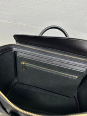 CELINE 25S NEW LUGGAGE 38MM IN BLACK SHINY LAMBSKIN GOLD HARDWARE