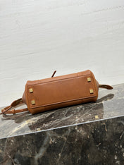 CELINE 25S NEW LUGGAGE 38MM IN TAN BROWN LAMBSKIN GOLD HARDWARE