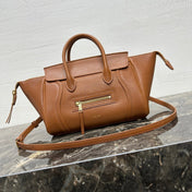 CELINE 25S NEW LUGGAGE 38MM IN TAN BROWN LAMBSKIN GOLD HARDWARE