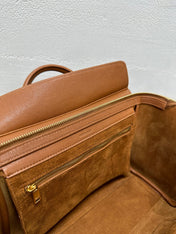 CELINE 25S NEW LUGGAGE 38MM IN TAN BROWN LAMBSKIN GOLD HARDWARE
