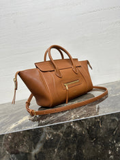 CELINE 25S NEW LUGGAGE 38MM IN TAN BROWN LAMBSKIN GOLD HARDWARE