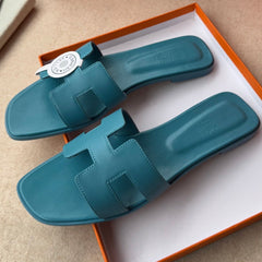 0RAN SANDALS IN SAPPHIRE BLUE CALFSKIN
